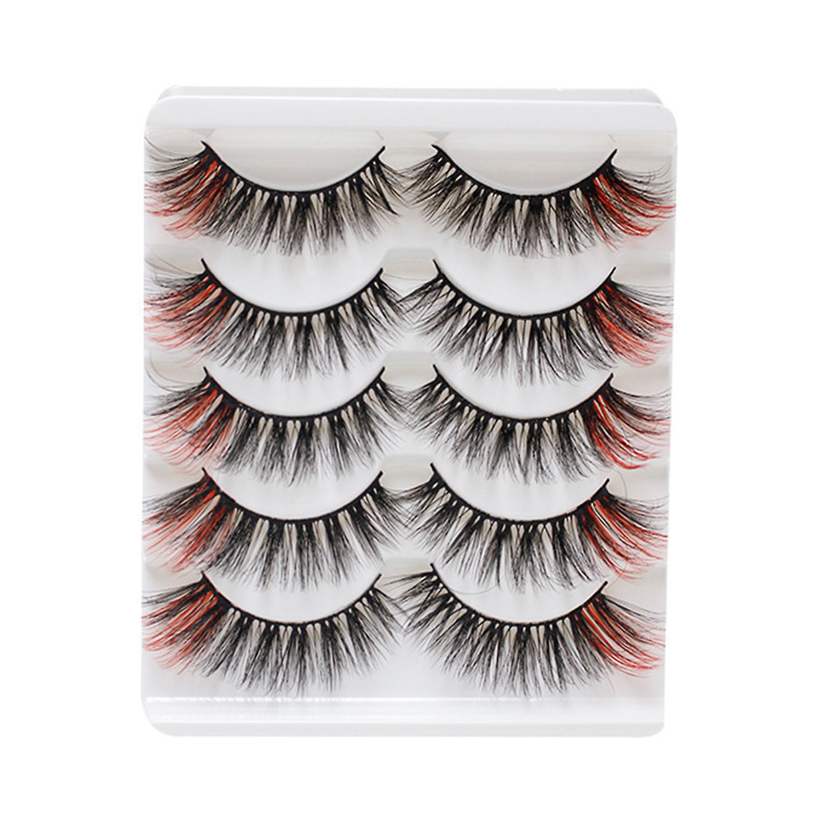 5 Pairs Colorful Curling False Eyelashes Charm Looking Curling Up Eyelashes