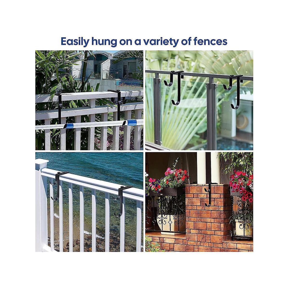 4PCS Adjustable Pool Pole Hangers, Metal Fence Hooks Pool Tool Holder for Telescopic Poles Skimmers