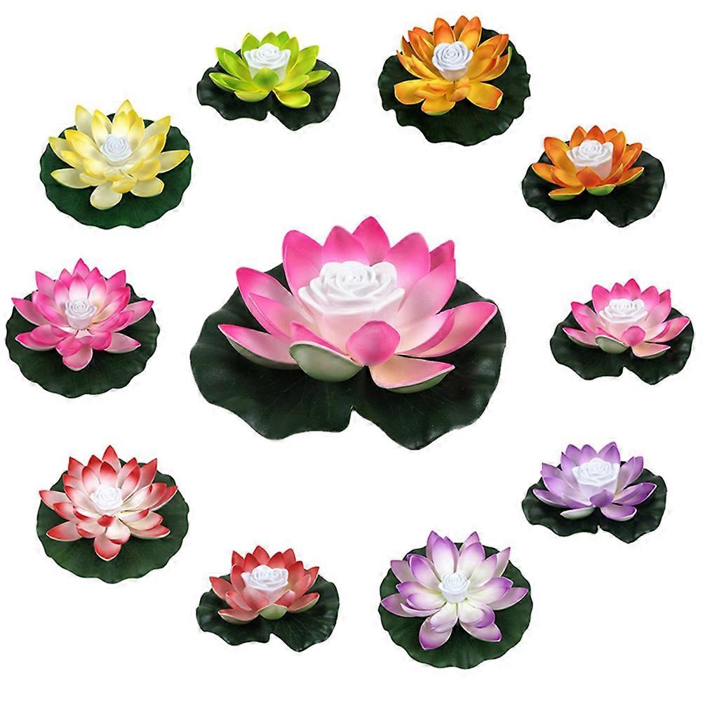 Artificial Floating Lotus Night Light LED Lotus Lamp Energy Saving Light for Garden Pool Pond Fountain Decoration