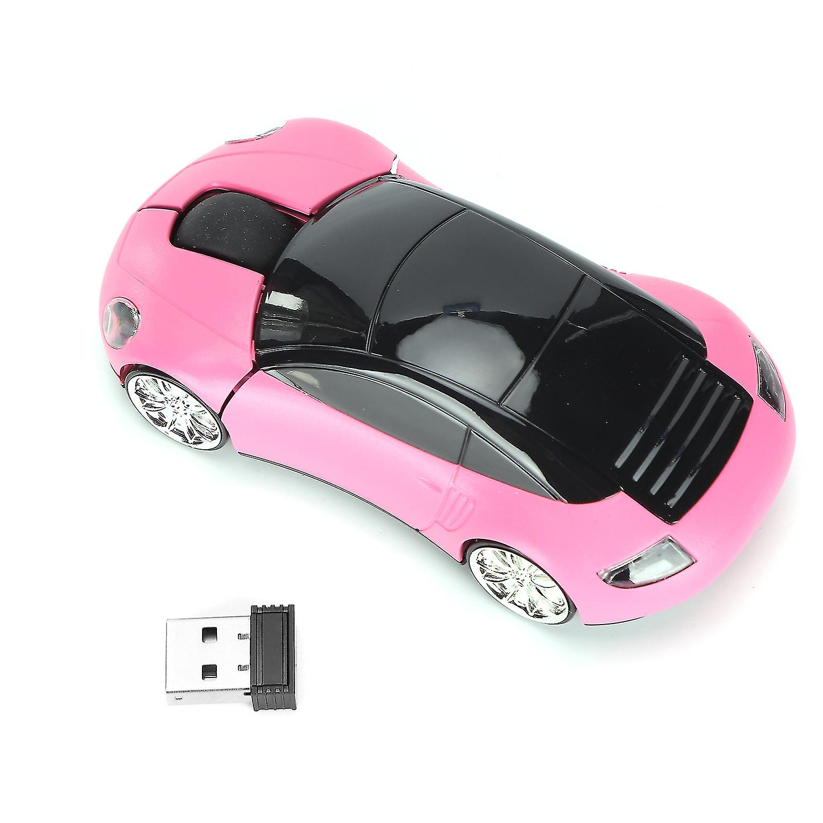 2.4G Wireless Laptop Mouse Smart Car Shaped Portable Cordless Mouse with USB Receiver for Office Computer Tablet Pink