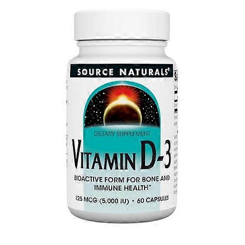 Source Naturals Vitamin D,5000 IU ,60 Caps (Pack of 1)