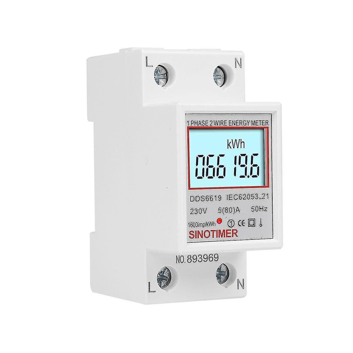 Dds6619-006 Backlight Display Single-phase Din Rail Type Watt-hour Meter 2p Electronic Watt-hour M
