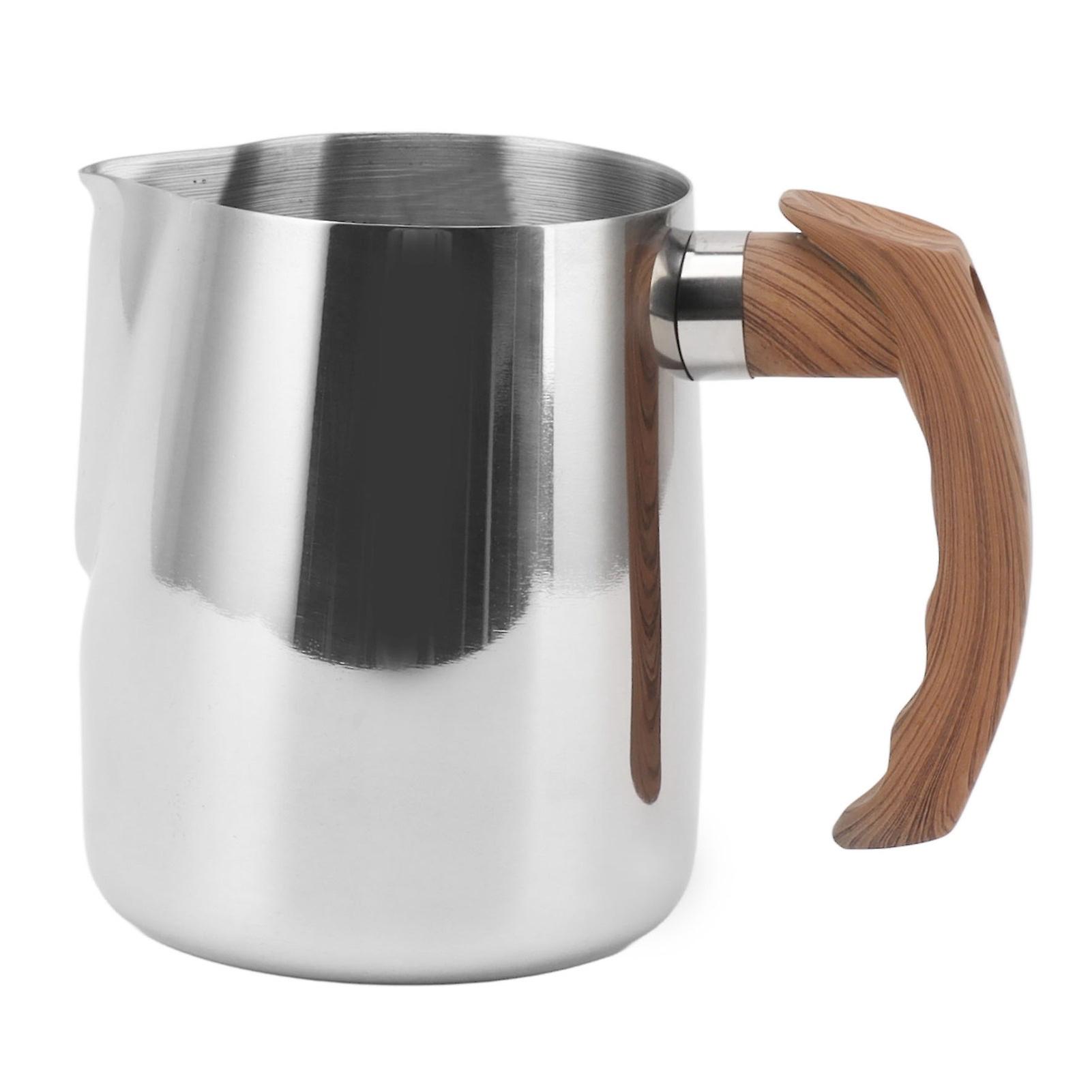 Milk Frothing Cup Inner Scale 304 Stainless Steel Dripless Spout Coffee Steaming Pitcher With Handle