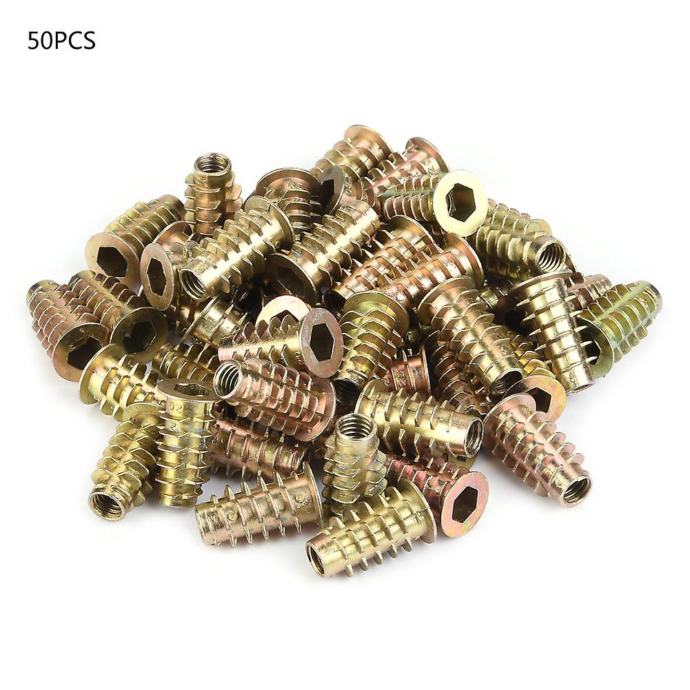 50Pcs M6 Zinc Alloy Inside Hex Socket Insert Nuts for Wood Furniture (M6*20)