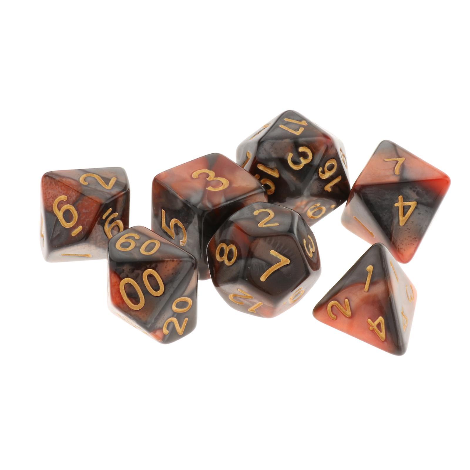 7Pcs Acrylic Polyhedral Dice Party Favors Props Table Games for Dnd Rpg red black