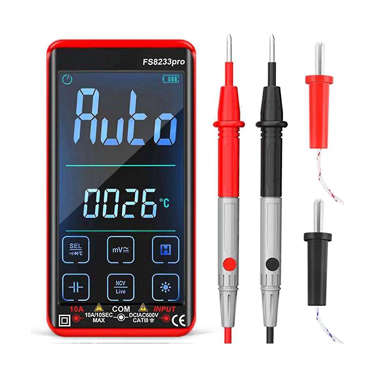 מסך מגע חכם מולטימטר דיגיטלי dc / ac 10a טרנזיסטור מולטימטור 9999 נחשב אמיתי rmsauto צלצל