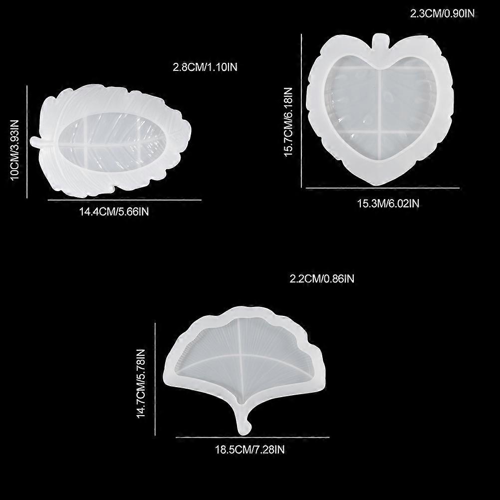 3 Pcs Translucent Silicone Leaf Moulds for Resin Casting Set