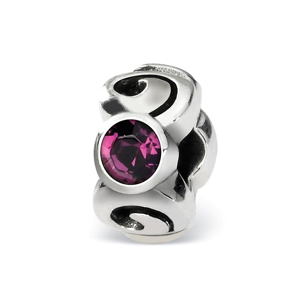 925 Sterling Silver Polished Artisan Oxidized Reflections Feb Crystal Bead Charm 10.91x5.45mm Wide Pendant Necklace for