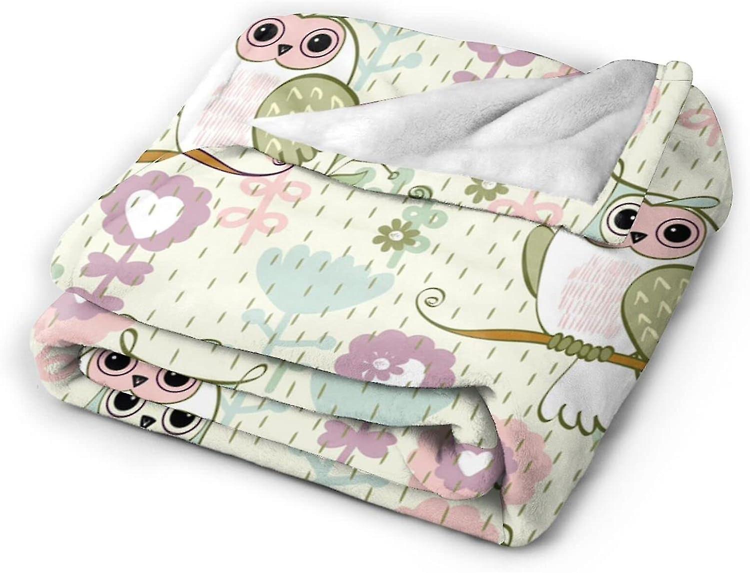 Owl Sitting On The Branches Fleece Throw Blanket Cozy Soft Plush Lightweight Blanket For Sofa Couch Bednches