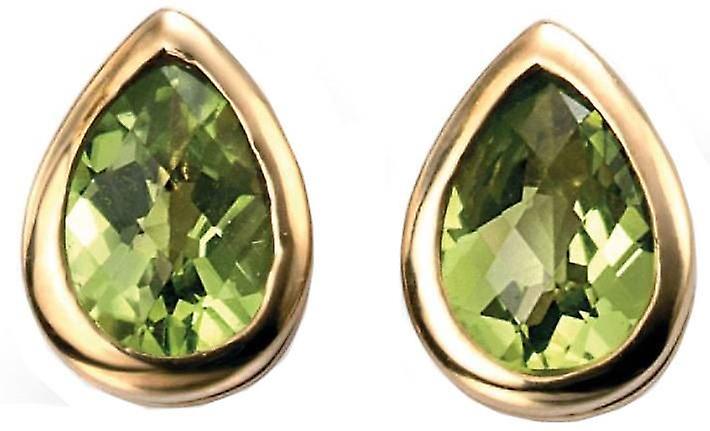 Elements Gold Peridot Teardrop Earrings - Gold/Green