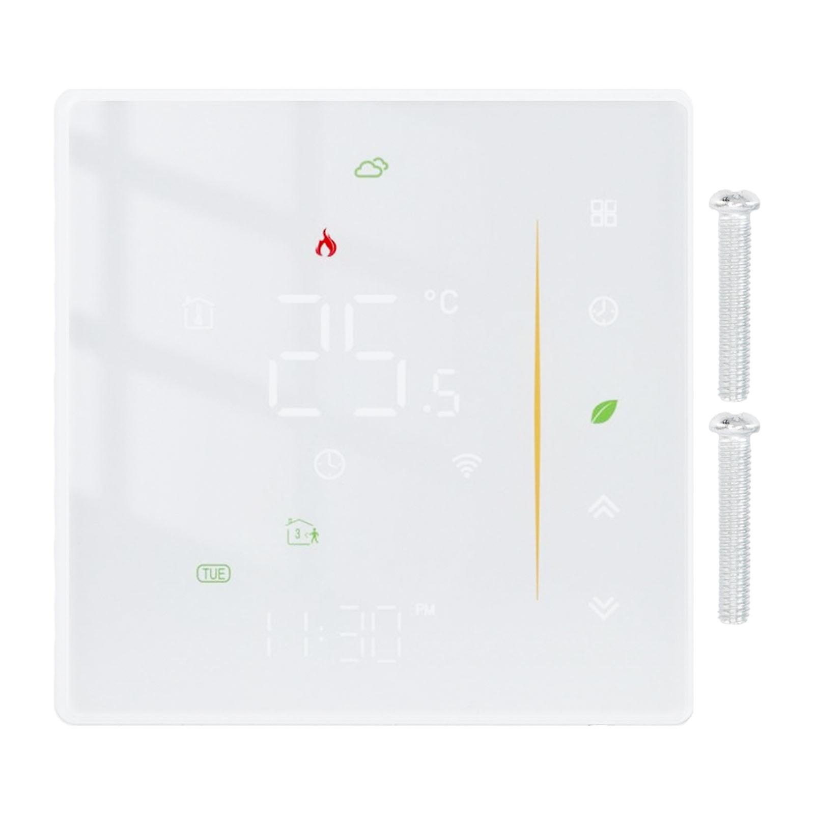 White Temperature Controller IP20 Protection PC ABS White Programmable Boiler Floor Heating Thermostat for Zigbee 95‑240V