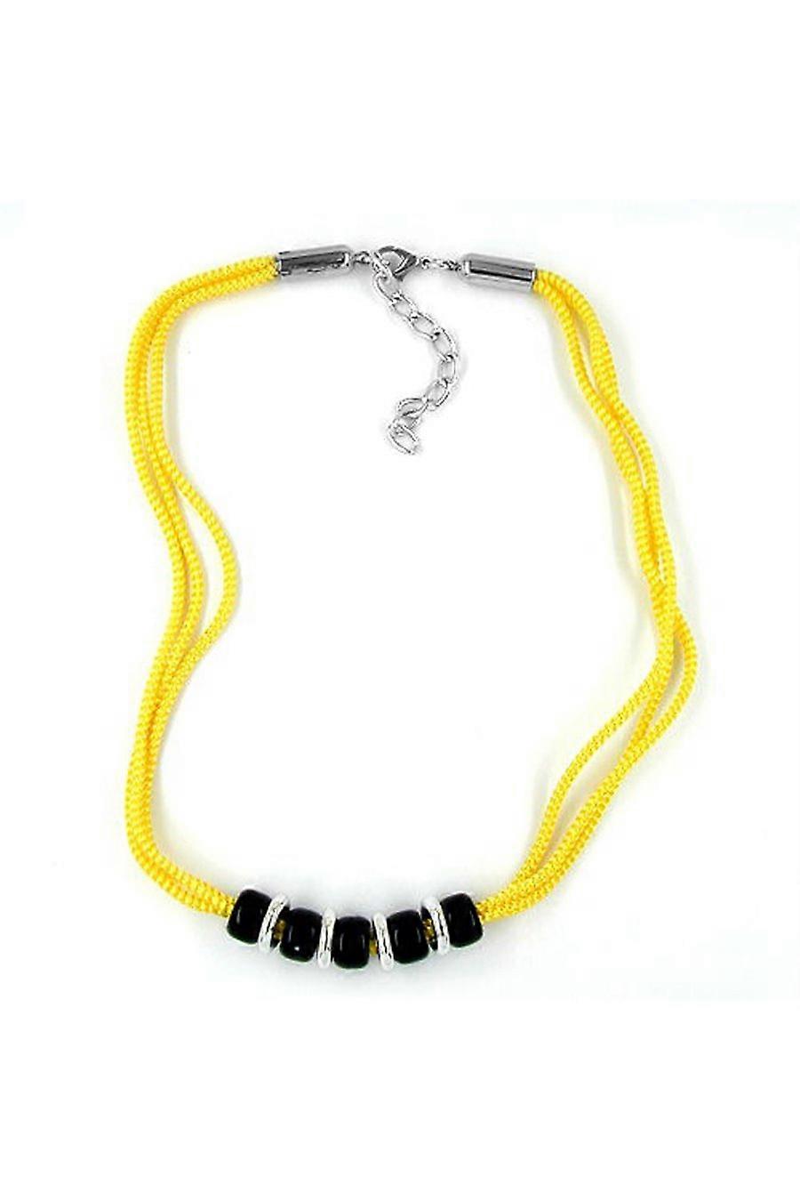 Necklace Yellow Black Silver-tone - Gl05226