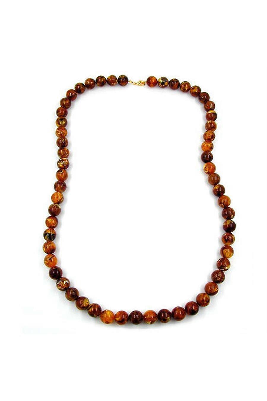 Necklace Beads 14mm Brown Dark 80cm - Gl01597