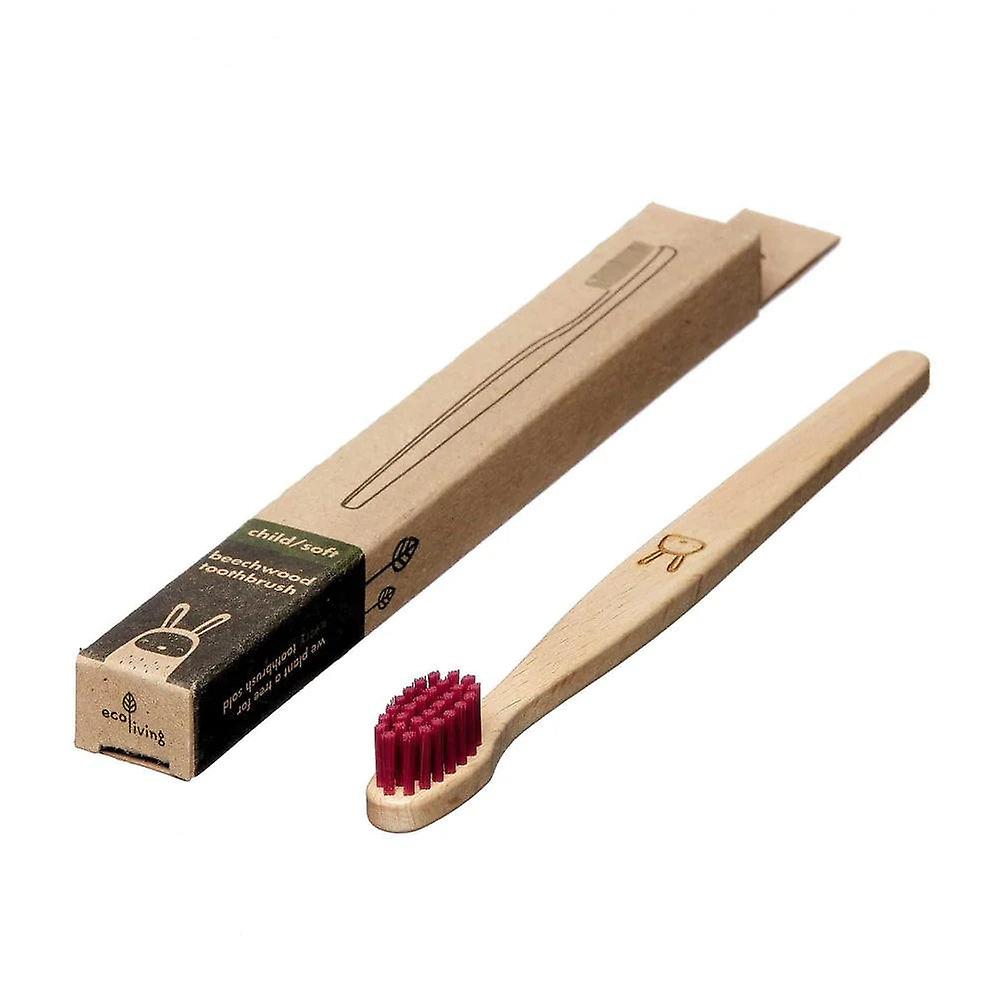 Kids 100% Plant-based Beech Wood Toothbrush - Rabbit - Red