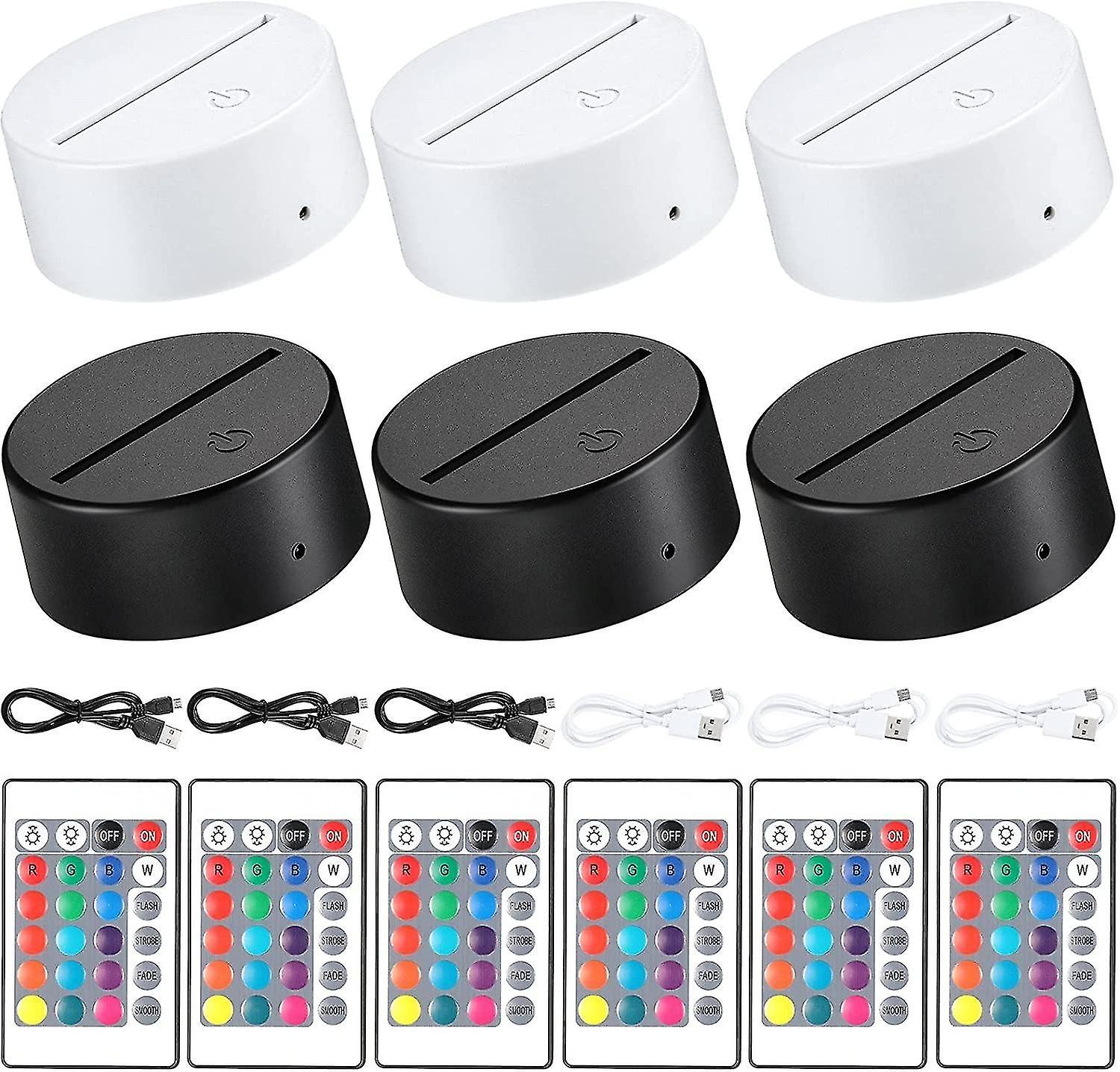 Pieces (White, Black, Small) 3d Night Scene LED Light Base 16 Colors LED Light Display Base with Rem