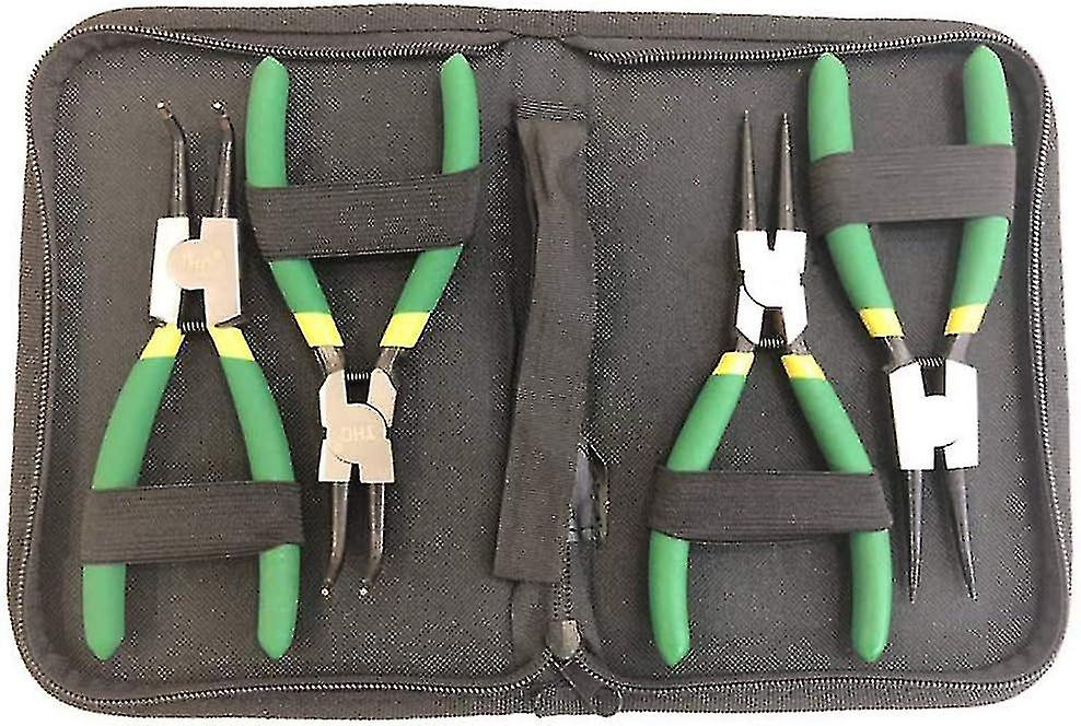 Circlip Pliers, 4 X Circlip Pliers Circlip Pliers Circlip Pliers 125mm Non-slip Handles Ring Pliers Tool Set, Internal External Straight Angled Circli