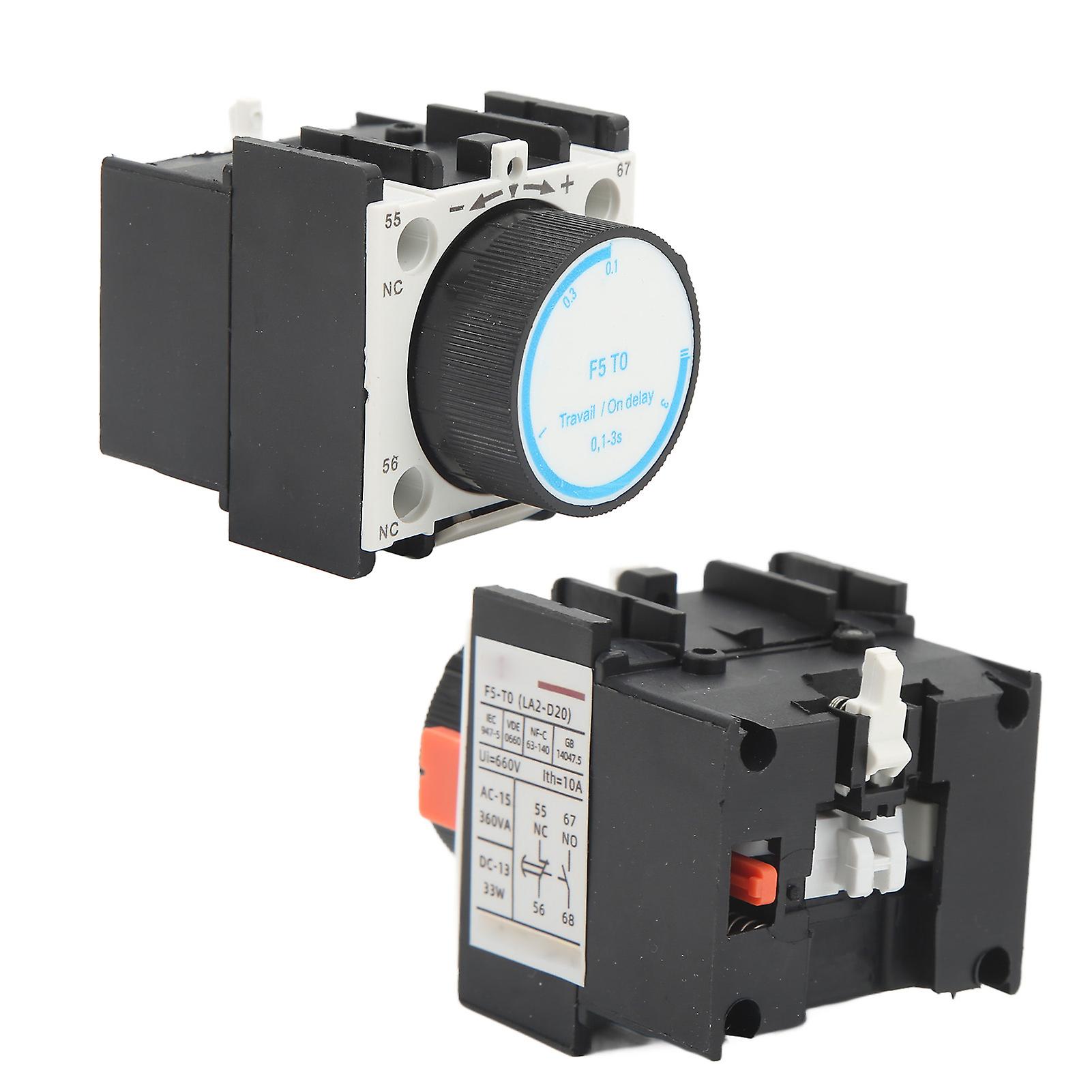 Air Delay Contact 1NO 1NC Relay Block ABS Waterproof Dustproof 0.1-3s