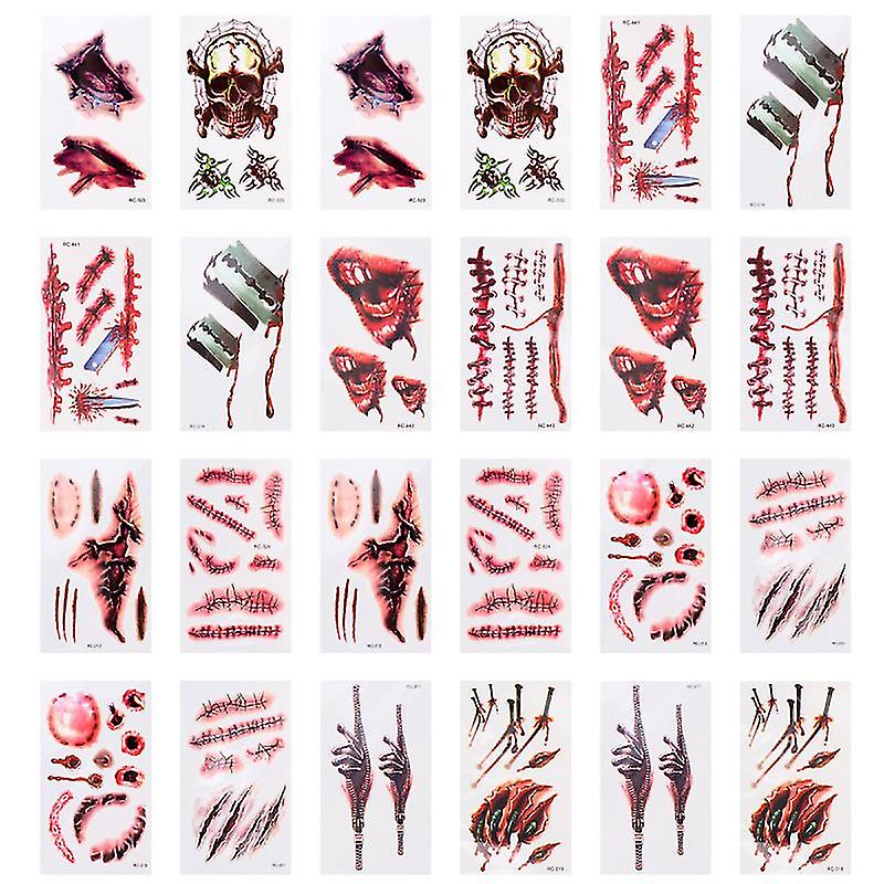 24sheets Horrible Scar Decals For Halloween Decorations