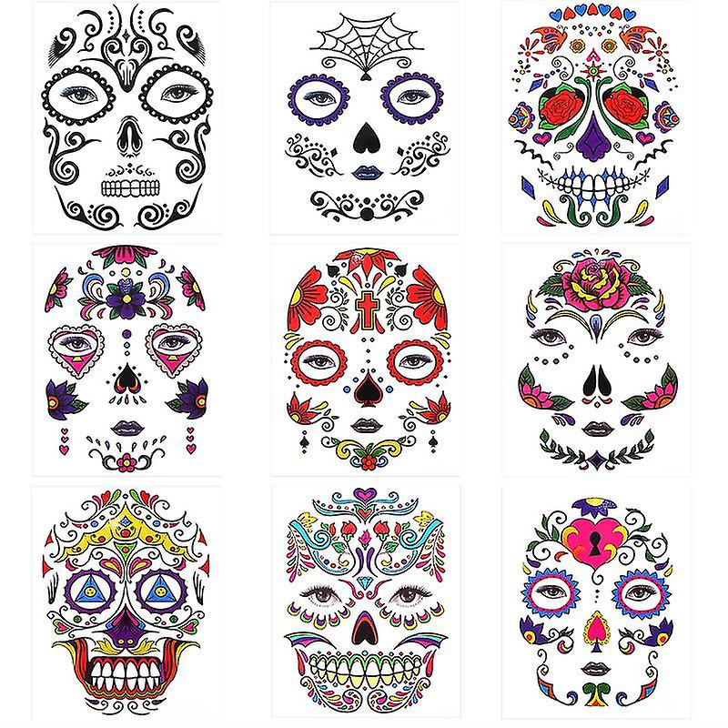 9pcs Face Tattoos Stickers