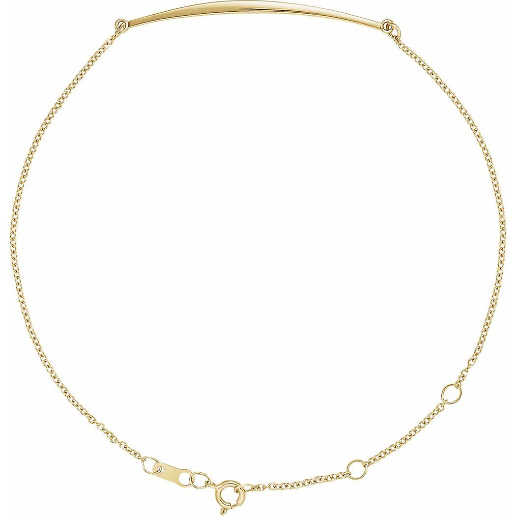 14Kイエローゴールド36.84x4.38mm 6 1/2 7-1/2インチポリッシュカーブバーブレスレットリンクブレスレット女性用