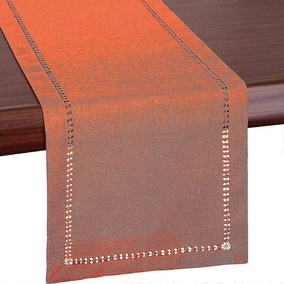 Ourlet fait à la main Orange Thanksgiving Table Runner nappe ou écharpe de commode, automne automne Decorat