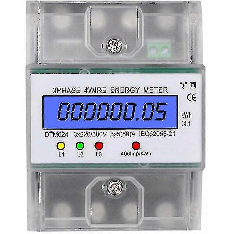 Τριφασικός μετρητής ενέργειας καλωδίων 4 220/380v 5-80a κατανάλωση ενέργειας Kwh μετρητής Din σιδηροδρομικός σταθμός ψηφιακός μετρητής ενέργειας με οπίσθιο φωτισμό LCD Displ