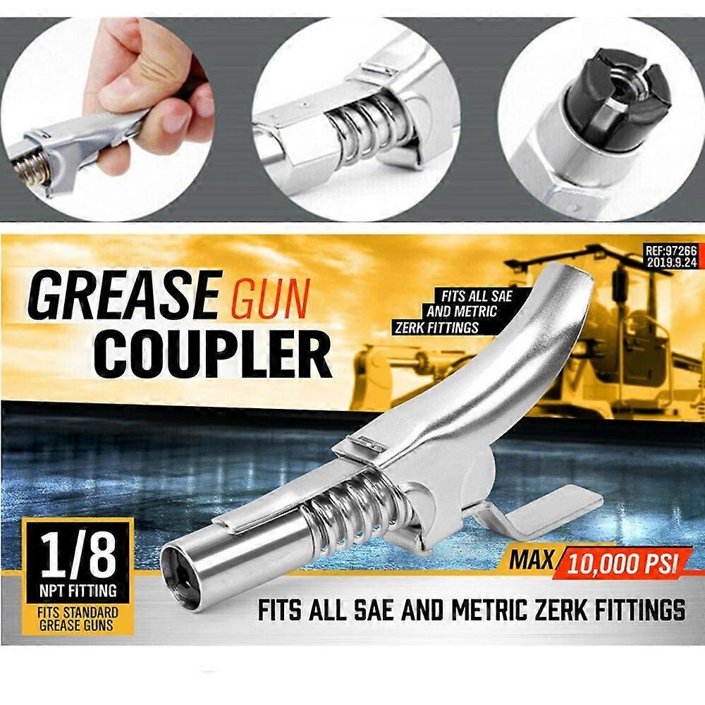 Grease Gun Adapter Car Grease Coupler Oil Injector Ez~Pz Lube Quick Release Lock On Coupling End 1/8" High~pressure Nozzle FN9U0926