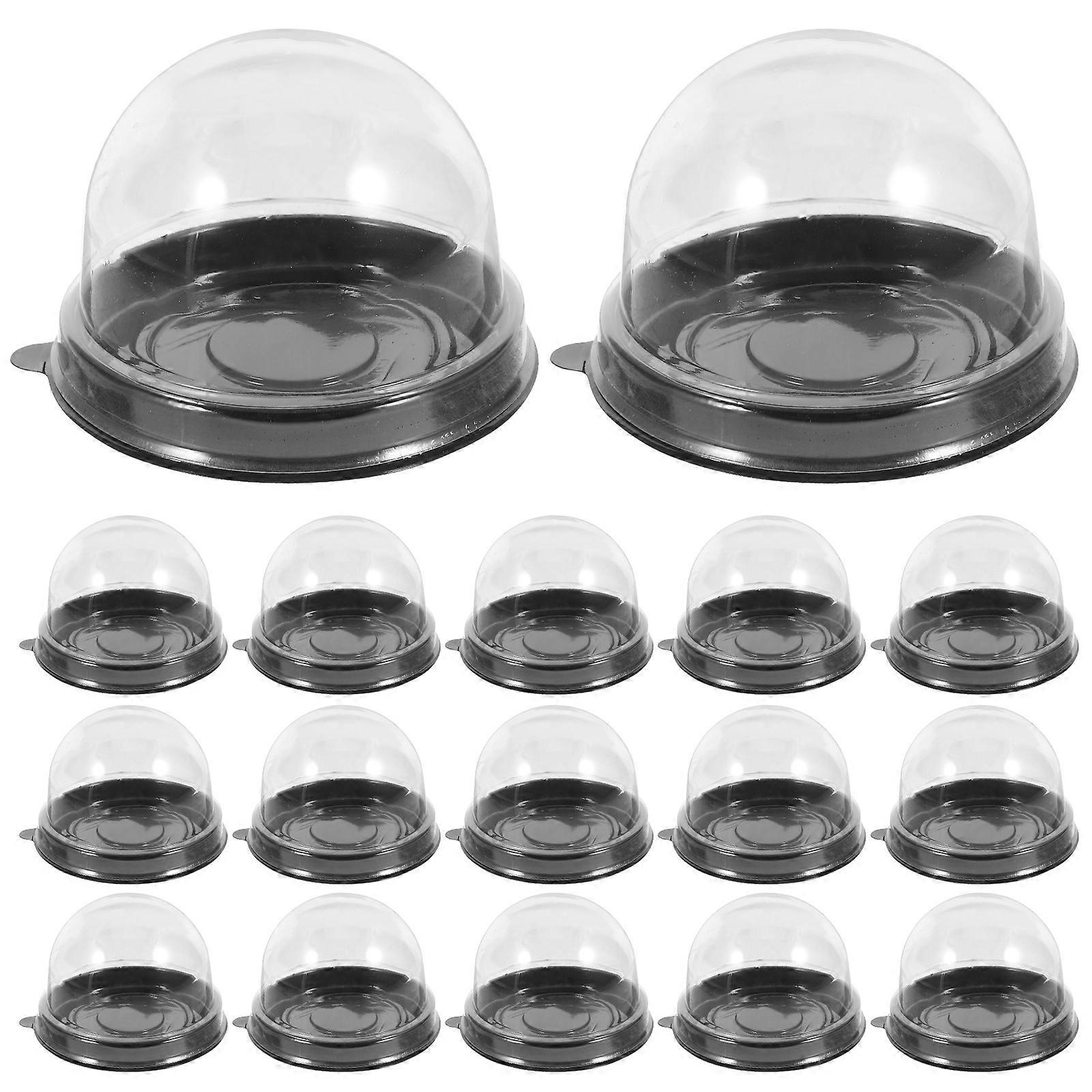 50pcs Mooncakes Boxes Single Cupcake Container Mini Cupcake Box Muffin Dome Moon Cake Single Container Boxes Black