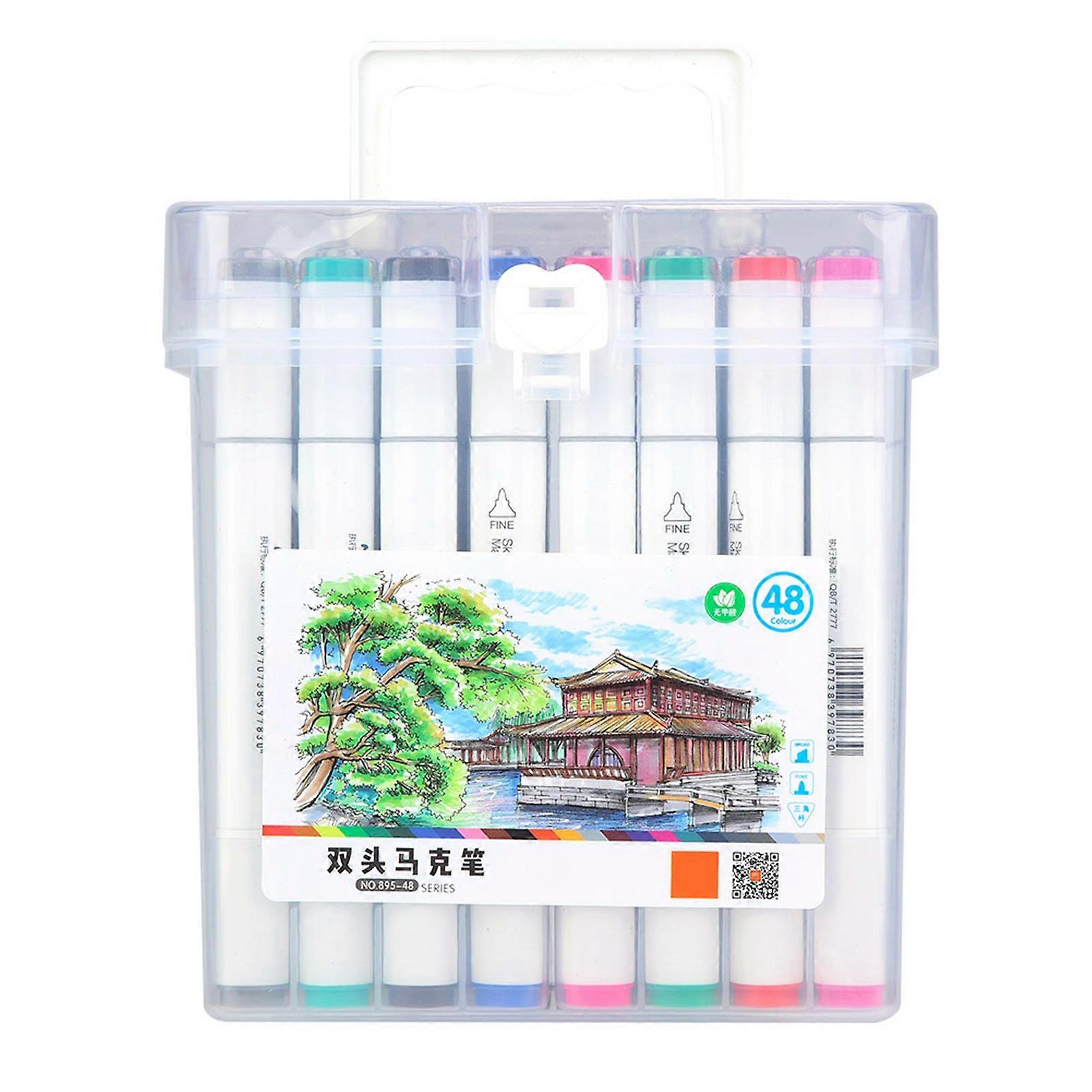 12/18/24/36/48 Αλκοόλ Dual Head Tips Σχεδίαση Δείκτες Σετ στυλό για ζωγραφική κινουμένων σχεδίων(48)