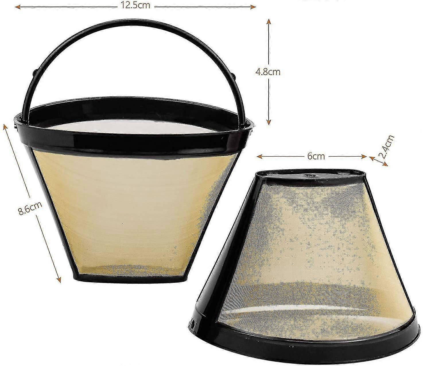 2 Pcs Reusable Coffee Filter Permanent Filter With Stainless Steel