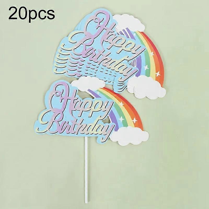 20pcs Birthday Party Cake Toppers Flags Rainbow 2