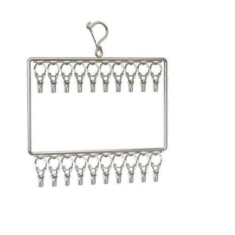 Stainless steel multi clip clothes hanger, sock hanger, multi-functional drying rack Security Hook
