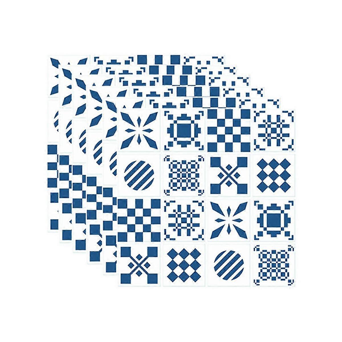 Geometric Tiles Retrofitted Kitchen Bathroom Dormitory Dining Room Wall Floor Decoration Wall Sticker 1Set