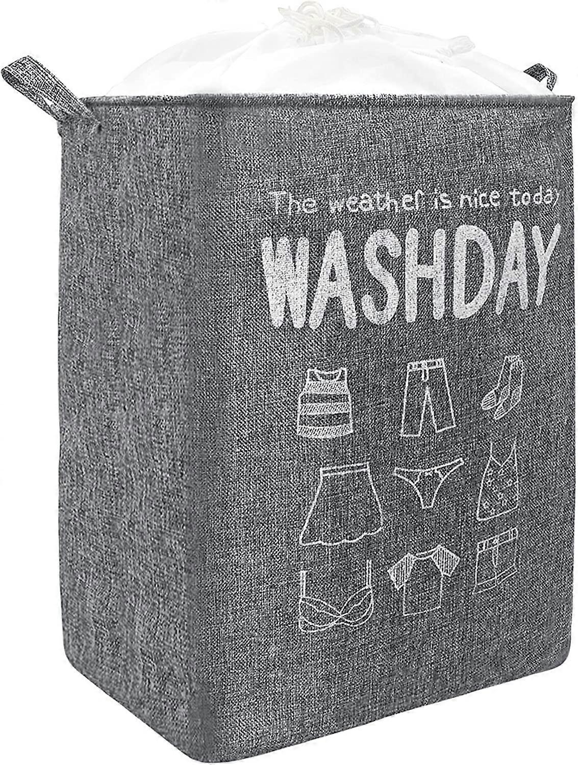 20.9 In 72L Large Foldable Laundry Hamper With Handle Rectangular Laundry Bin With Drawstring Closure Waterproof Fabric Storage Hamper For Bedroom, Gr