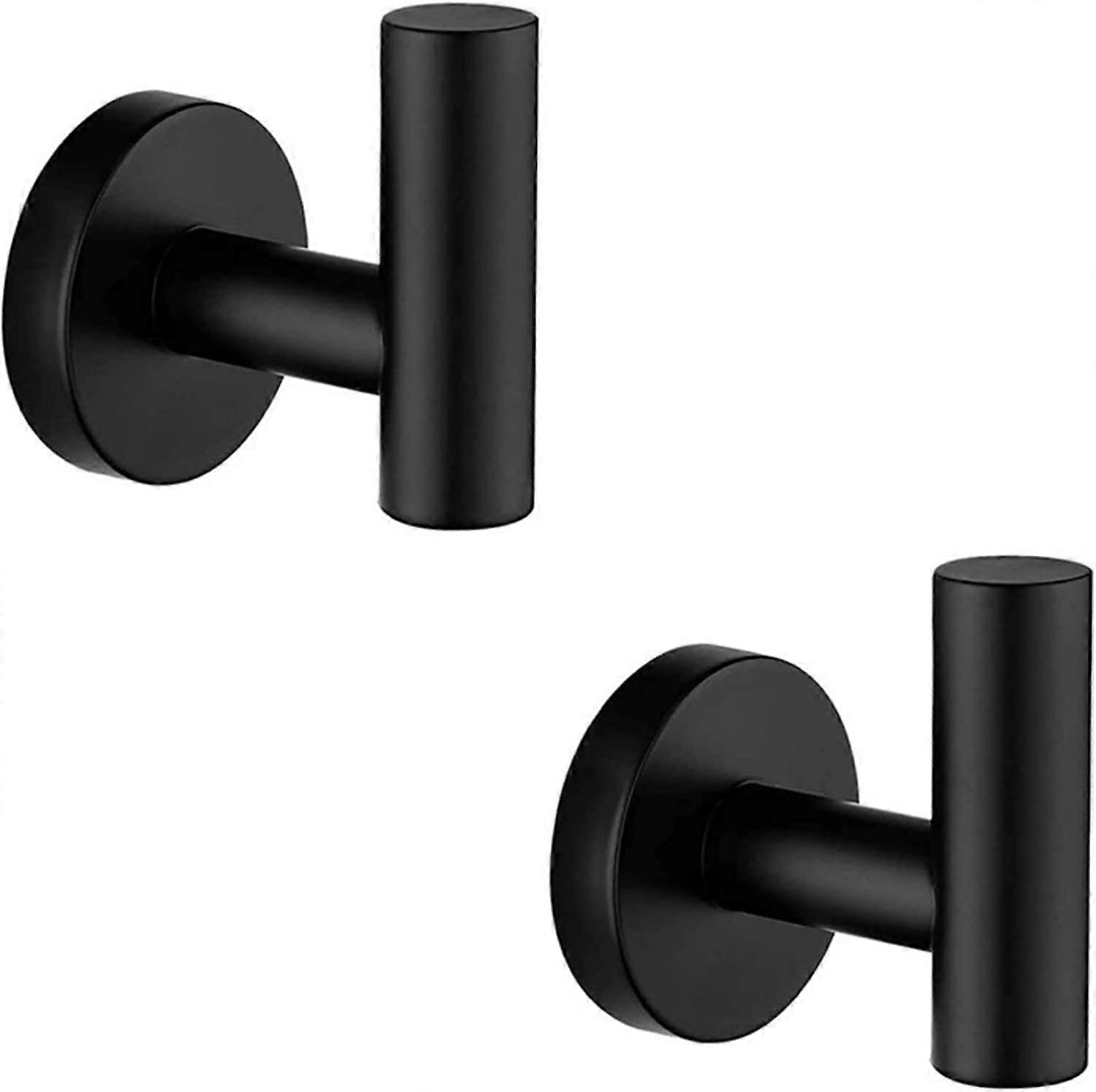 2pcs Stainless Steel Towel Hooks Robe Hooks Wall-Mounted Round Hooks (Silver)