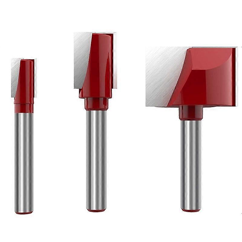 3Pcs Cleaning Bottom Router Bit Set 6mm Double Flute Carbide Cutter Flat Spoilboard Surfacing Plani