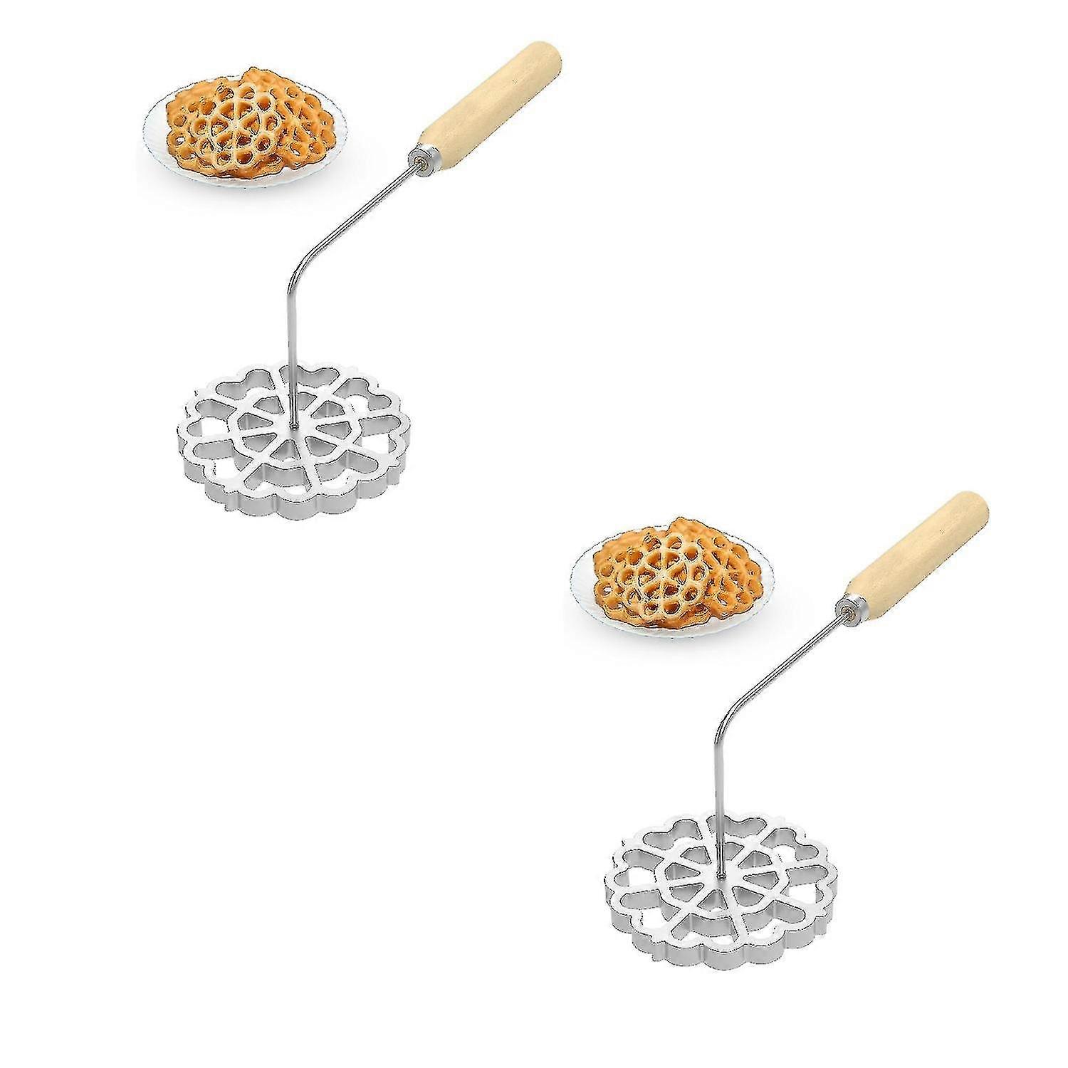 قالب Bunuelos بمقبض خشبي ، قالب Achappam ، قالب صانع ملفات تعريف الارتباط Bunuelos من الألومنيوم ، صانع وردة قابل للفصل ، مجموعة قوالب حديد الورد