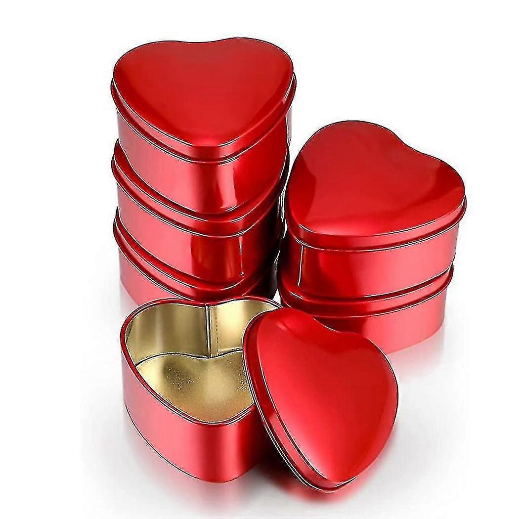 6pcs Heart Shaped Metal Tins Box With Lids Candy Boxes Heart Empty Tin Biscuits Candies Jar For Val