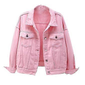 Women Spring And Autumn Coats Warm Solid Long Sleeve Denim Jacket Outerwear - XC