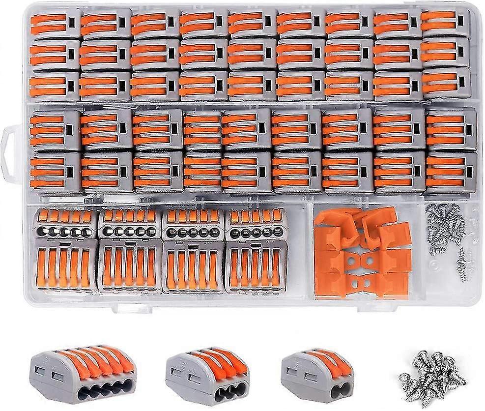 Electrical Lug Kits 120 Pcs, Quick Compact Electrical Connector Terminal Block Cables With Fixed Waterproof Wire Splice Lever Nuts Lever Connectors 2/