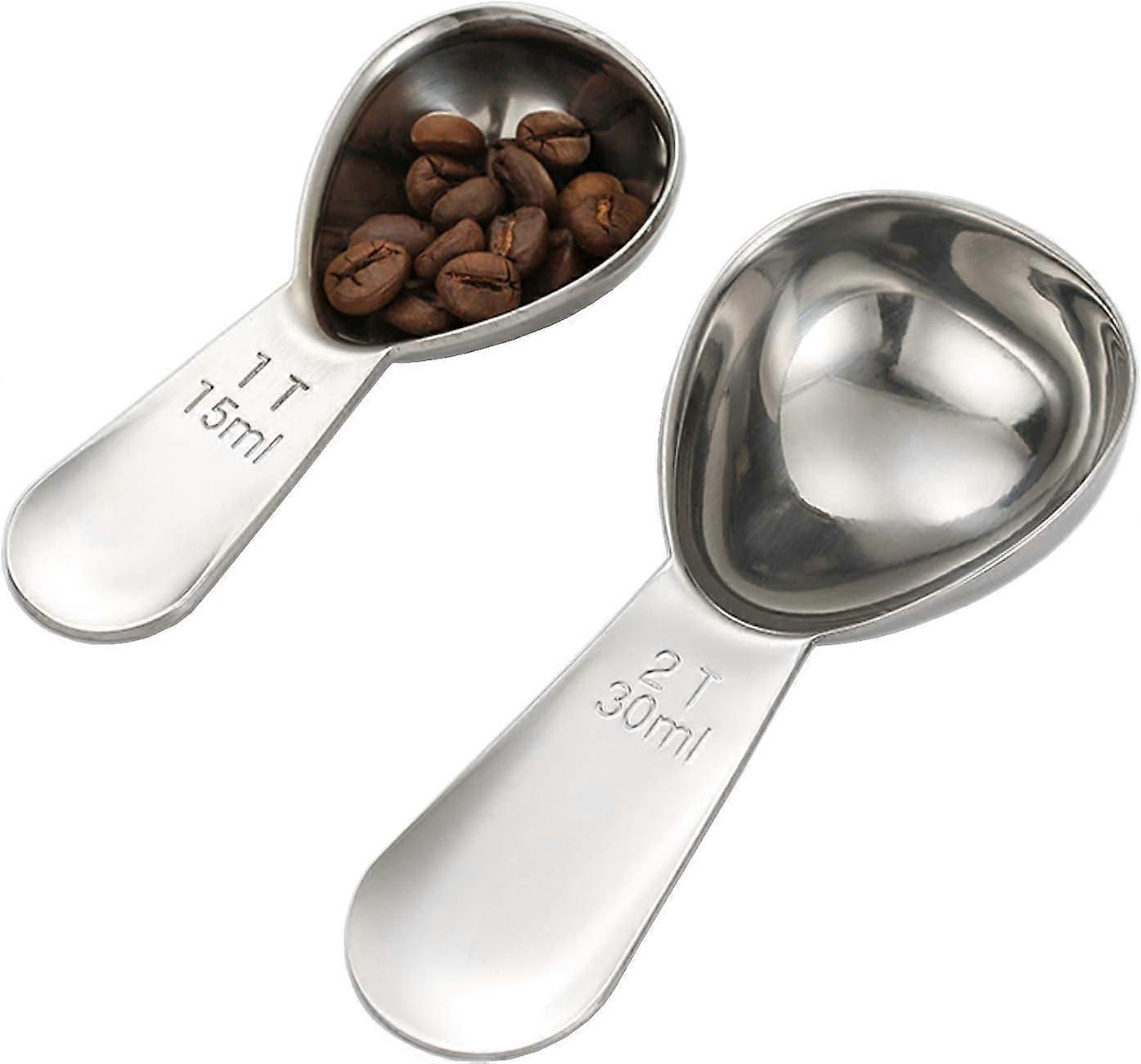 Coffee Scoops 2 Piece Stainless Steel Measuring Spoons, Coffee Scoops 1 Tablespoon (15ml, Silv NQ[