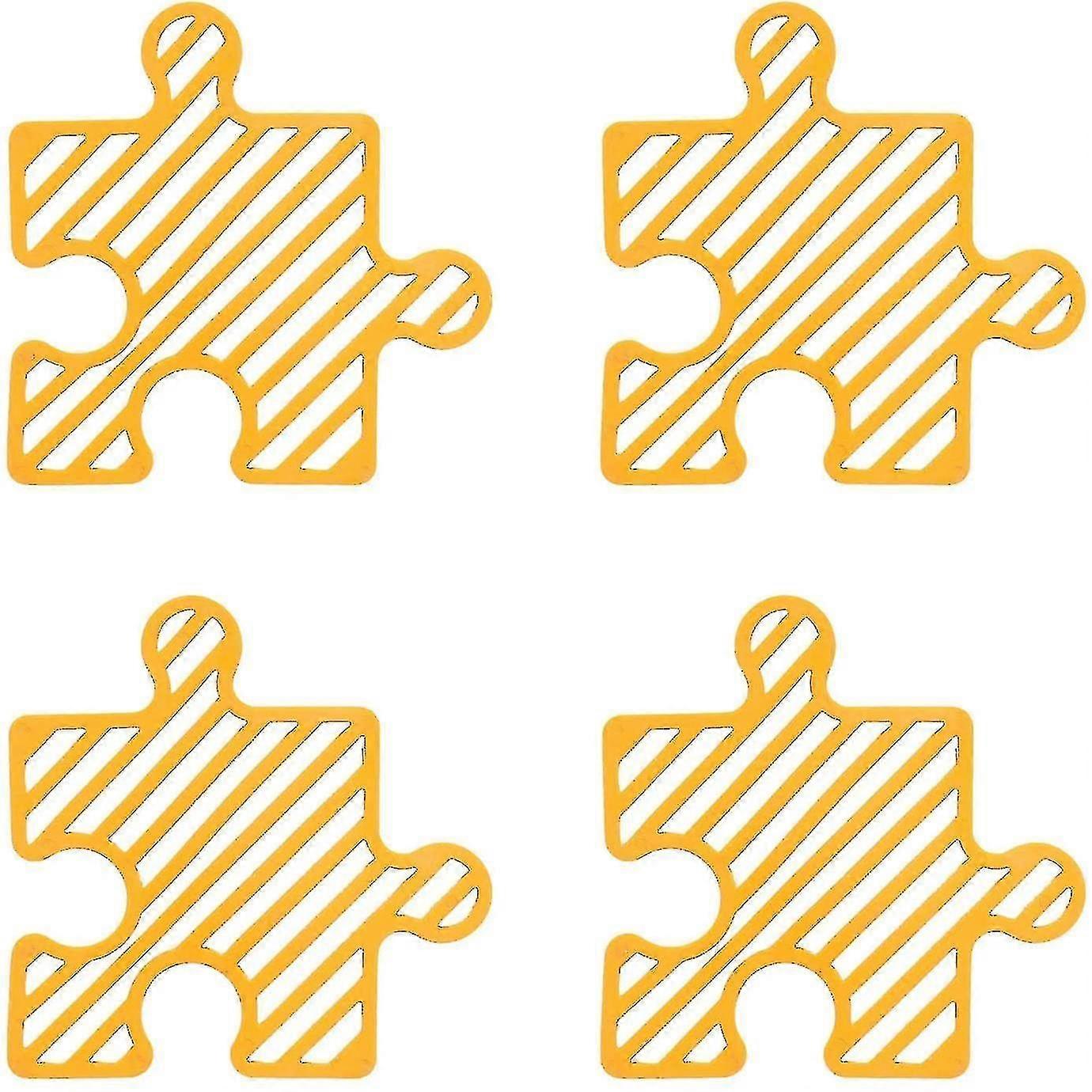 silicone coaster set, multifunctional puzzle silicone mat (4 pcs, orange)