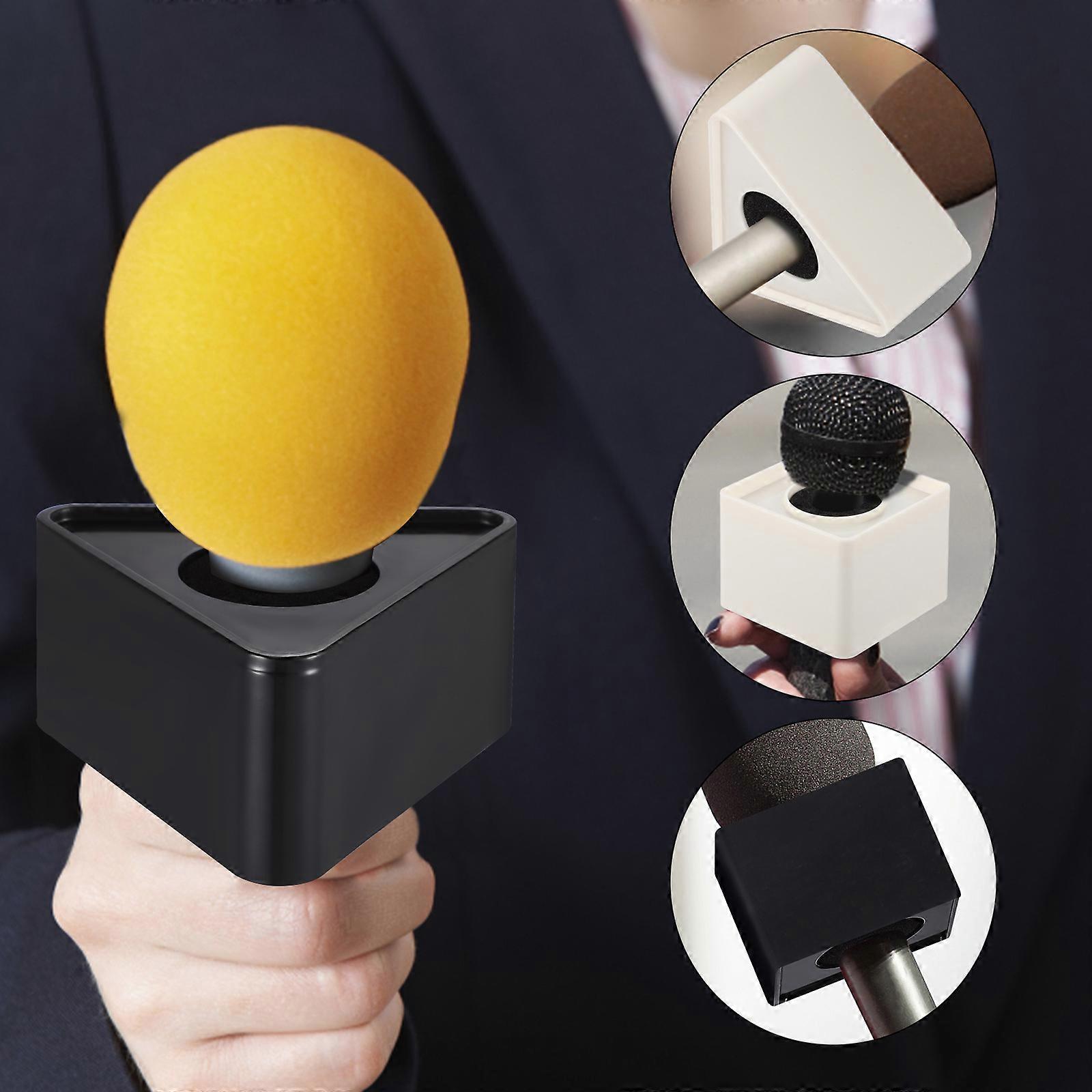 1 Set ABS Cube Miccrophone Logo Stations Triangular Mic Interview Logo Flag Stations