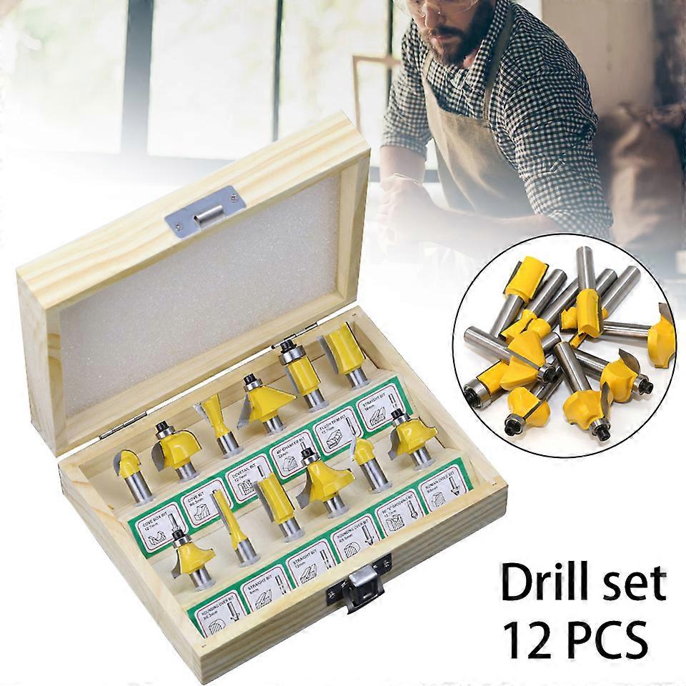 12 stks / set Freesgereedschappen Shank Bit Verhoogde paneelkast Deur Router Bit Sets Afgeronde Hoek