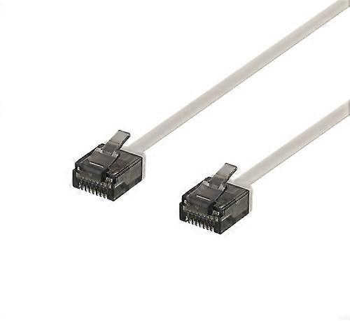 DELTACO Cat6a patch cord, flat, 0.3m, grey