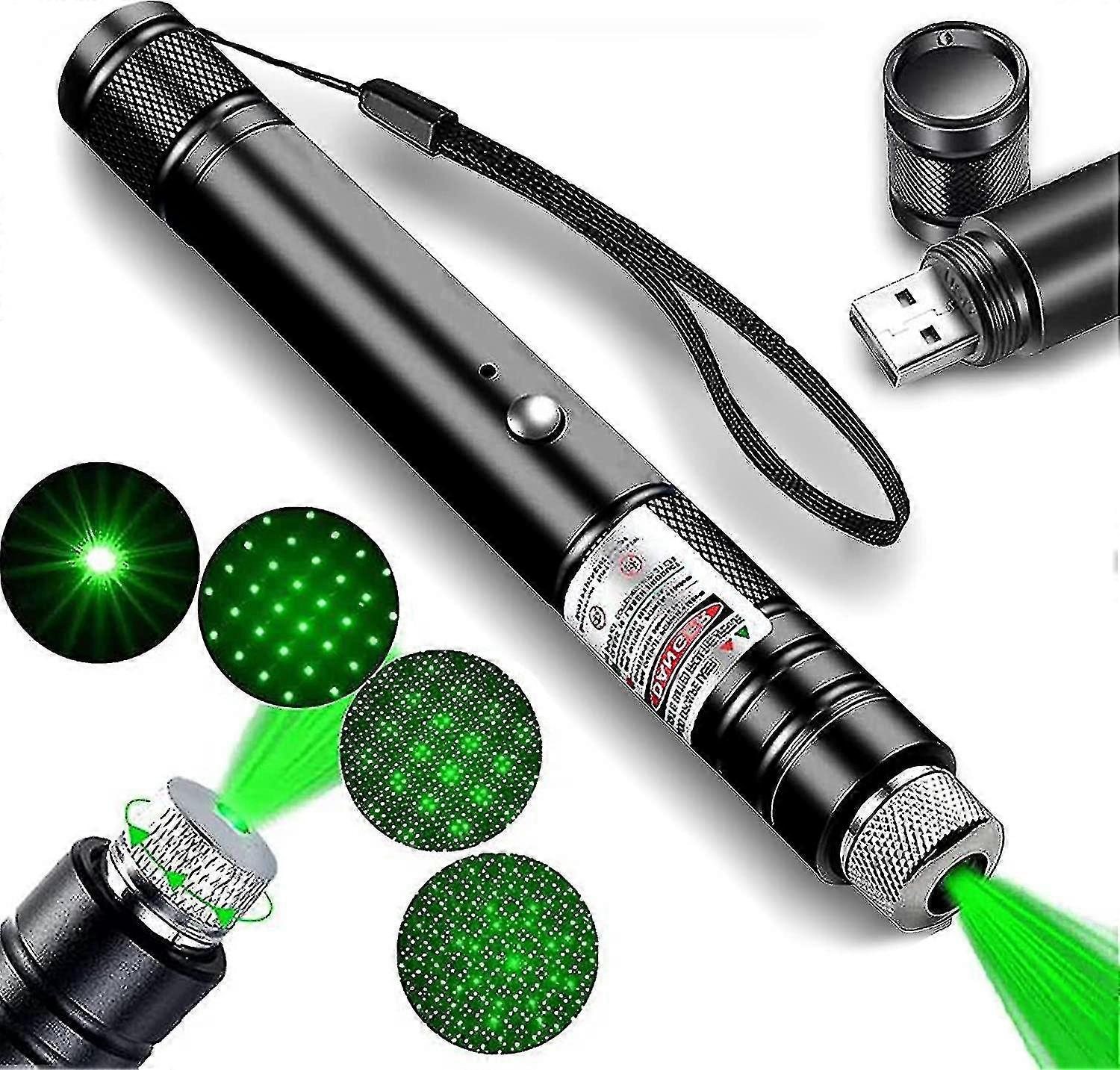 مؤشر ليزر طويل المدى أخضر ليزر مؤشر قابل لإعادة الشحن مصباح يدوي تكتيكي قلم ليزر قوي