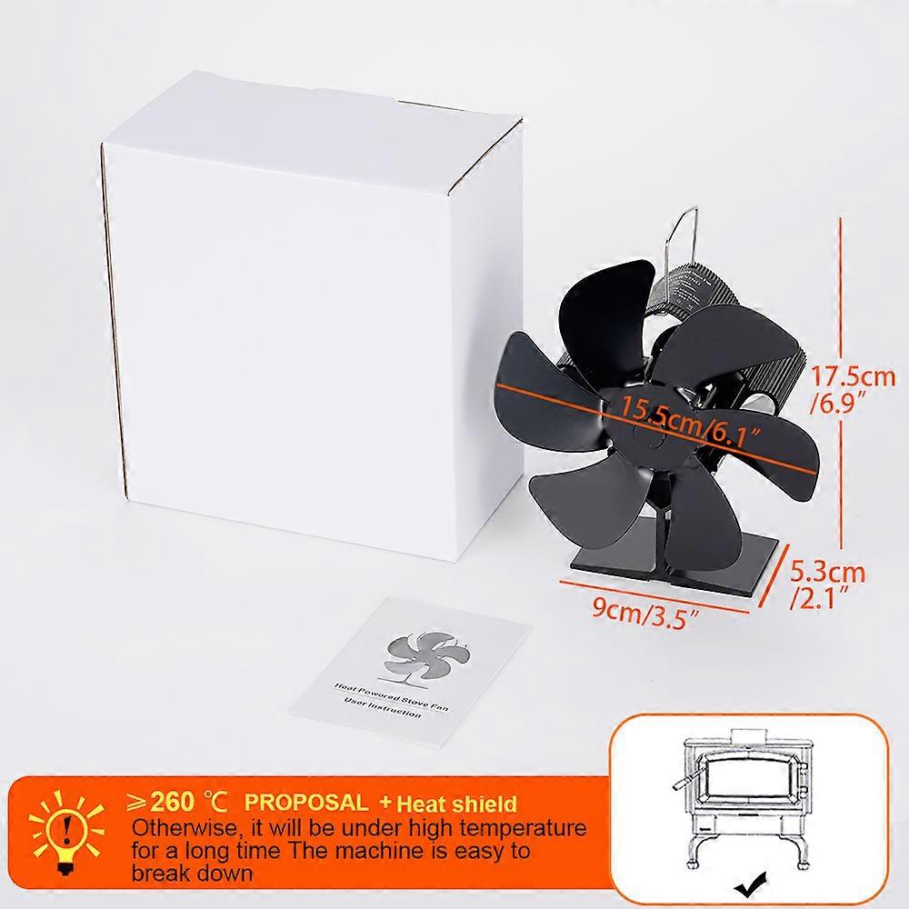 6-شفرة تعمل بالحرارة مروحة مروحة سجل موقد الخشب مروحة صديقة للبيئة مروحة هادئة مروحة توفير الطاقة المنزل أكثر دفئا توزيع الحرارة بكفاءة