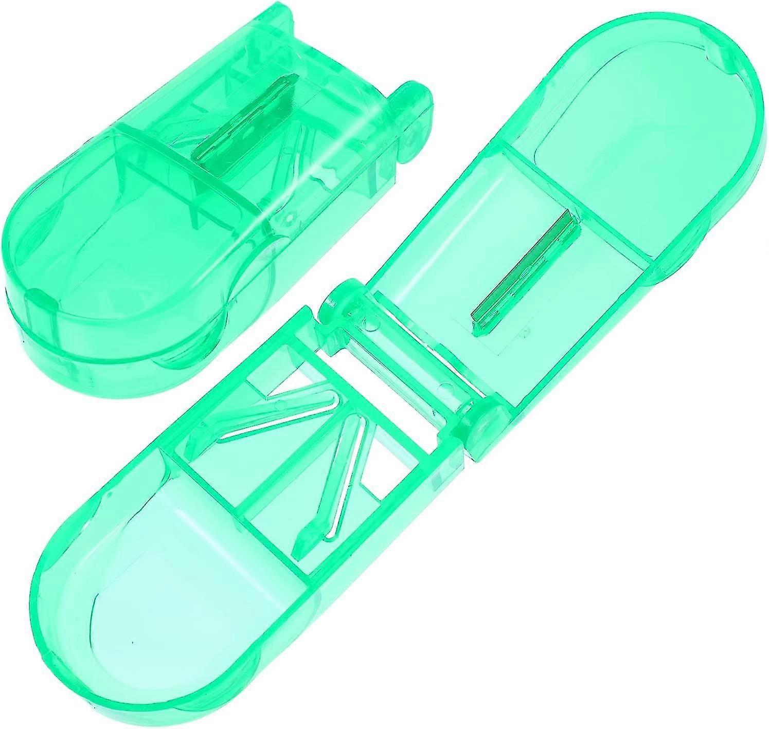Multifunctional Pill Splitter Pill Storage Box Portable Pill (green) (2pcs)