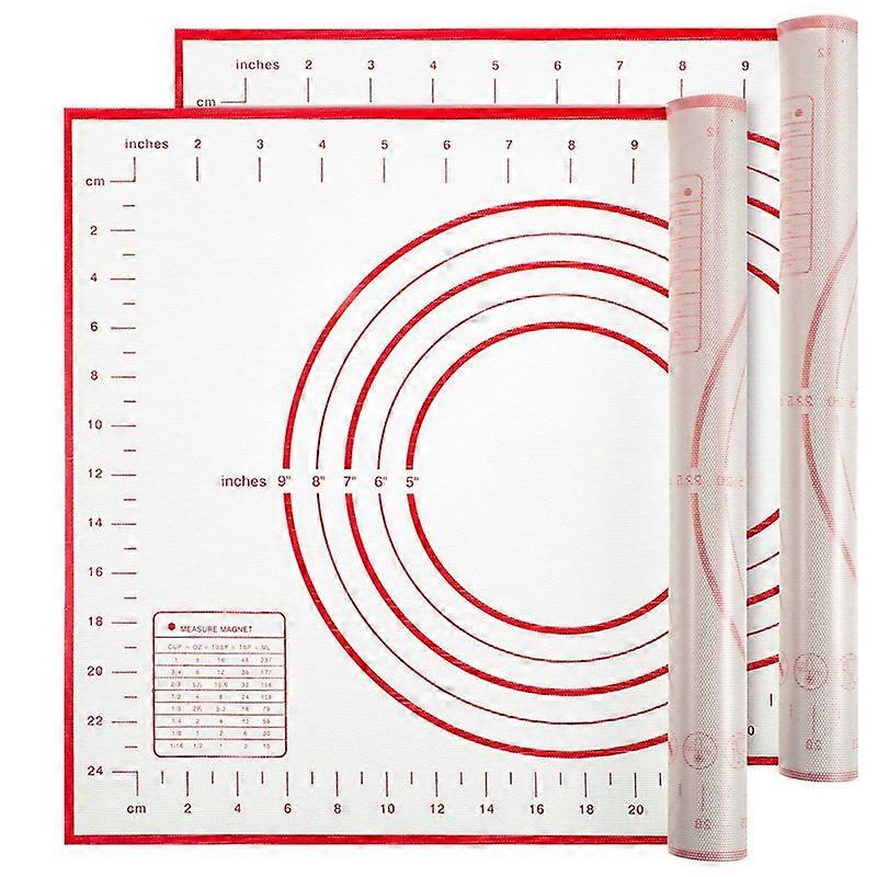 2 Pieces of Silicone Baking Mat Non-Slip Pastry Mat Non-Stick Dough Rolling Mat with Measuring Pies