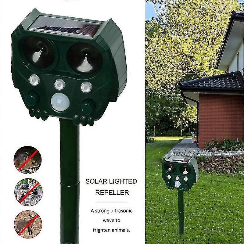 Bird Repeller, Ultrasonic Solar Repeller, Five Files, Green Grass